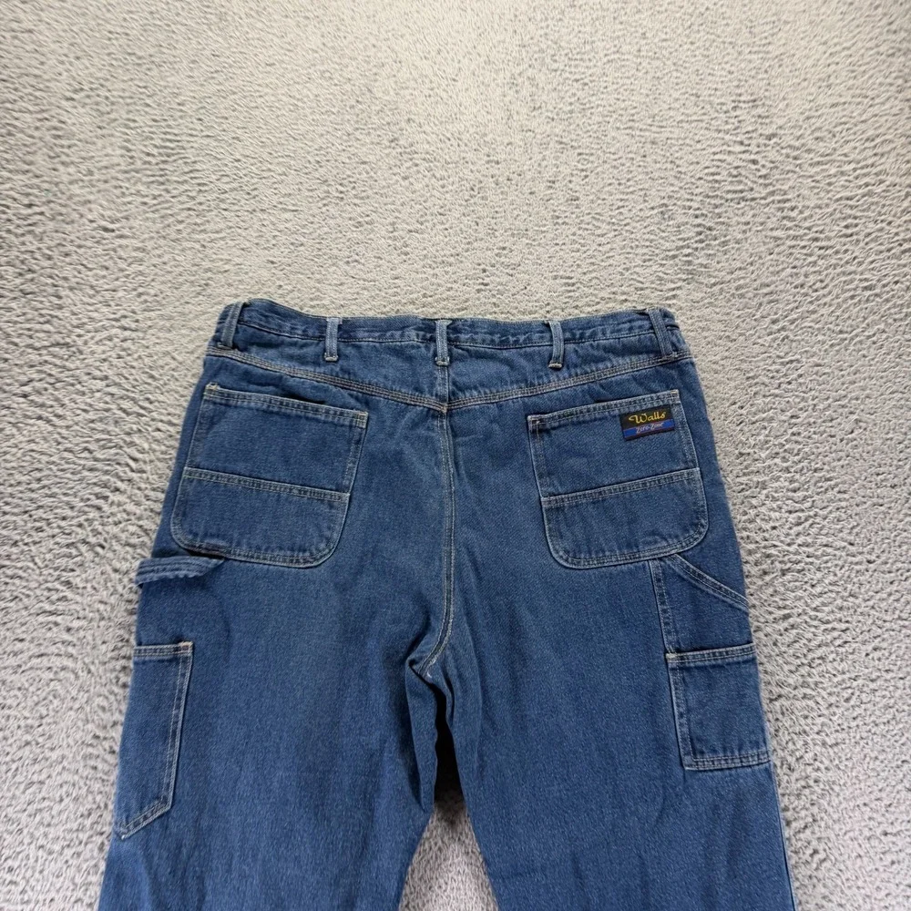 Walls Zero-Zone Jeans Mens 40x32 Blue Denim Straight Leg Flannel Lined Carpenter